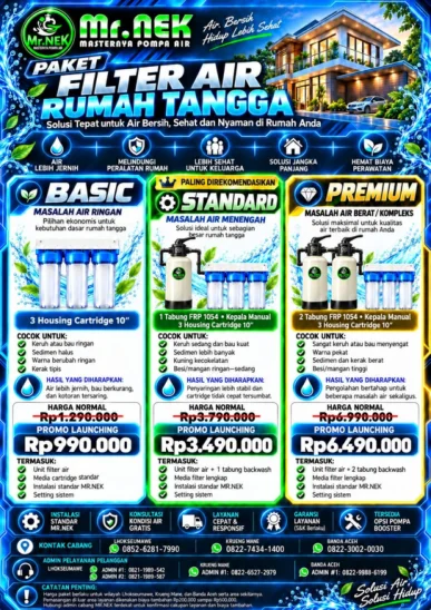 Sampul brosur paket Filter Air MR.NEK